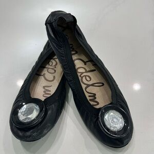 Sam Edelman Black Flats with Silver Medallion